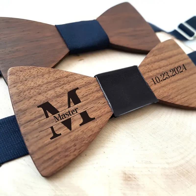 Nœud papillon en bois gravé pour homme avec nom personnalisé - image 5