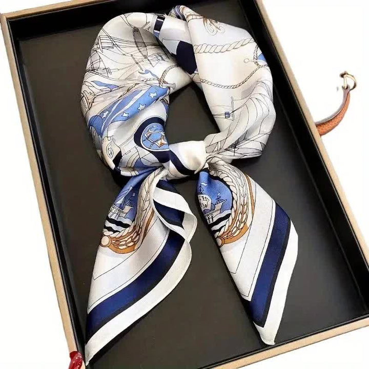 Cravate carrée en soie de luxe à motif nautique pour homme