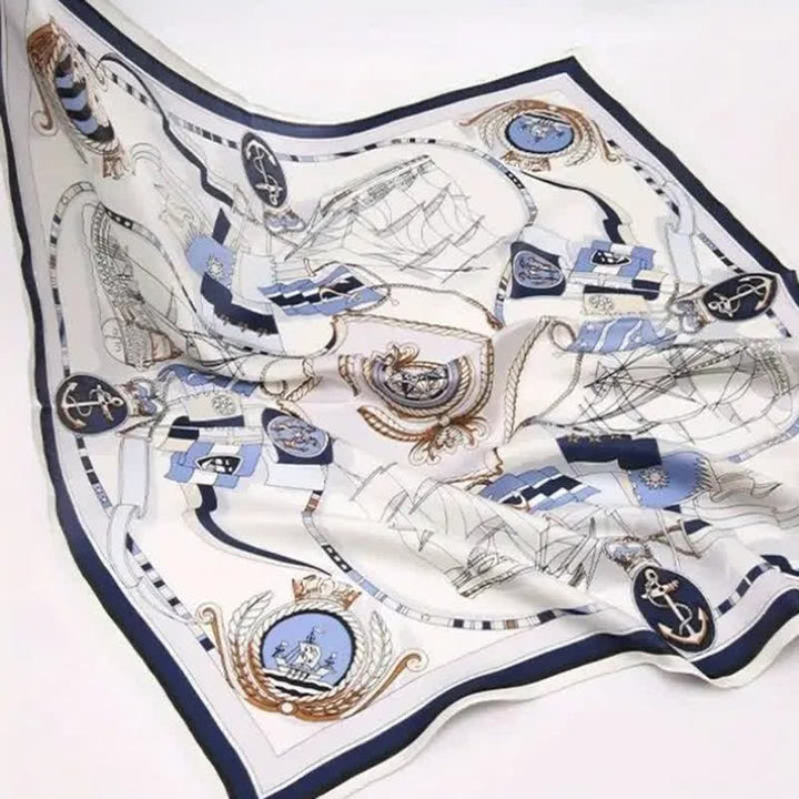 Cravate carrée en soie de luxe à motif nautique pour homme