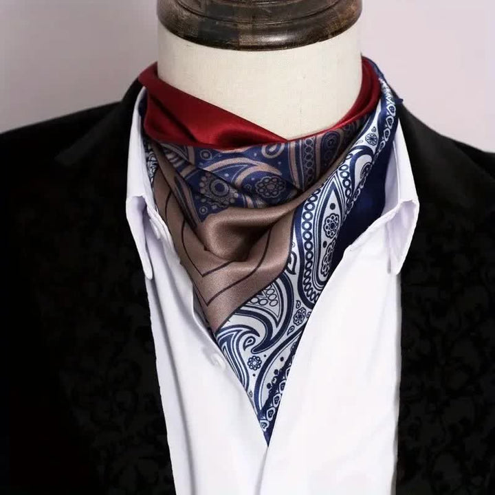 Écharpe carrée élégante en soie imitation cachemire assortie pour homme - image 0