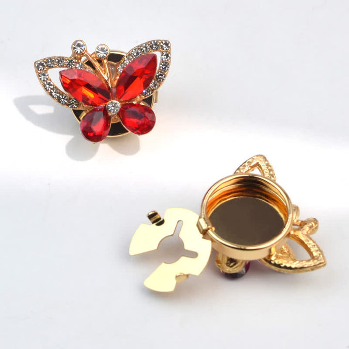 1 paire de couvre-boutons de chemise à clipser en forme de papillon en cristal et strass