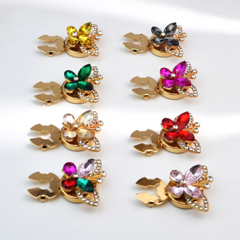 1 paire de couvre-boutons de chemise à clipser en forme de papillon en cristal et strass