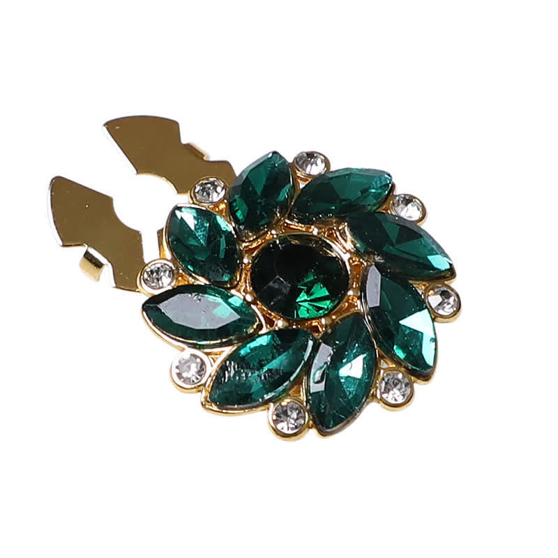 1 paire de couvre-boutons de chemise à clipser en strass et fleurs en cristal - Vert - image 7