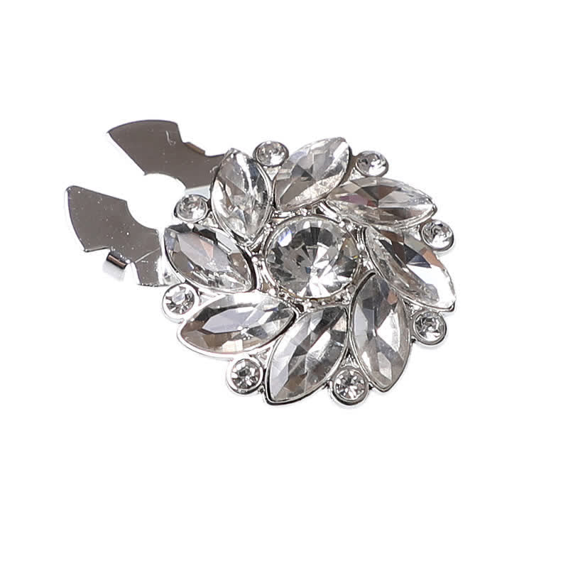 1 paire de couvre-boutons de chemise à clipser en strass et fleurs en cristal