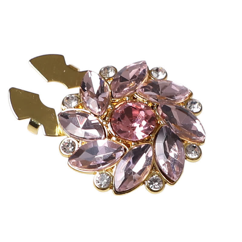1 paire de couvre-boutons de chemise à clipser en strass et fleurs en cristal - Rose - image 1