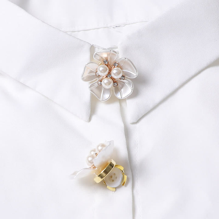 1 paire de couvre-boutons de chemise à clipser en forme de bourgeon de perle et de fleur de gardénia