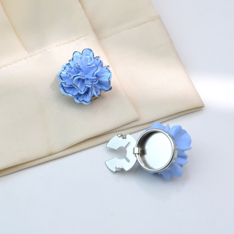 1 paire de couvre-boutons de chemise à clipser en forme de hibou avec mini perles - Bleu - image 0
