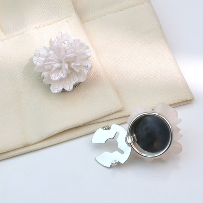 1 paire de couvre-boutons de chemise à clipser en forme de hibou avec mini perles - Blanc - image 7