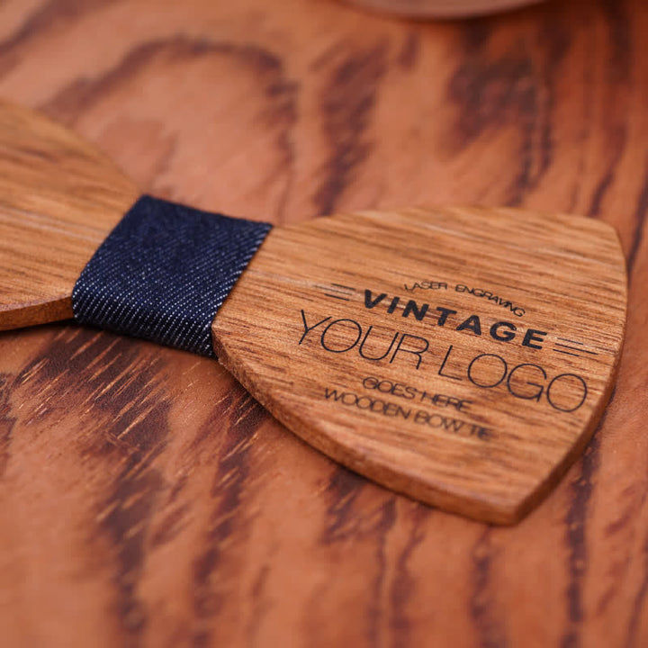 Nœud papillon de mariage en bois de bégonia gravé pour homme, nom personnalisé