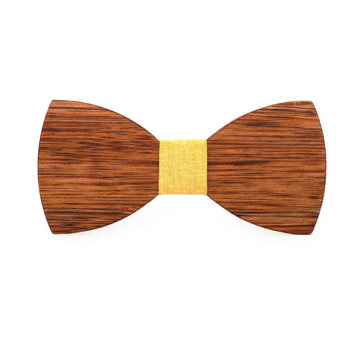 Nœud papillon de mariage en bois de bégonia gravé pour homme, nom personnalisé - Style #2 - image 4