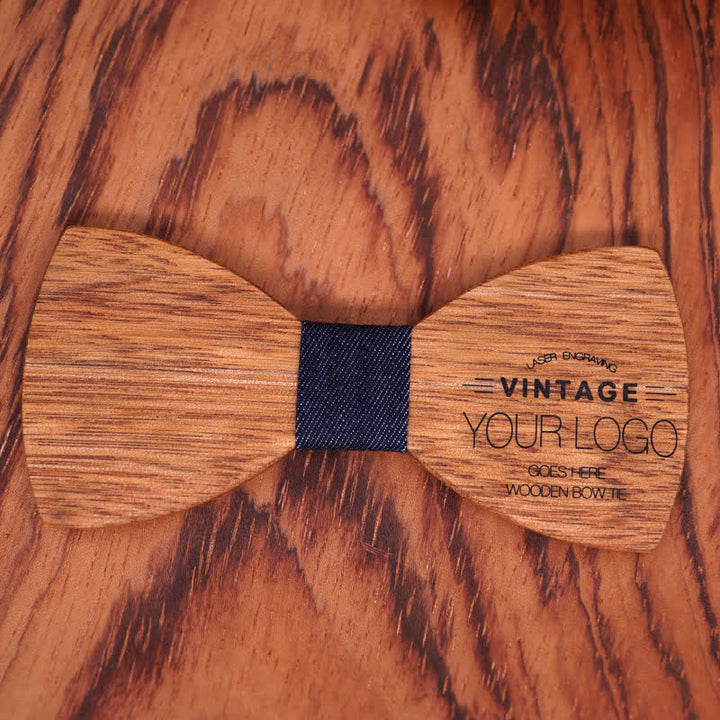 Nœud papillon de mariage en bois de bégonia gravé pour homme, nom personnalisé