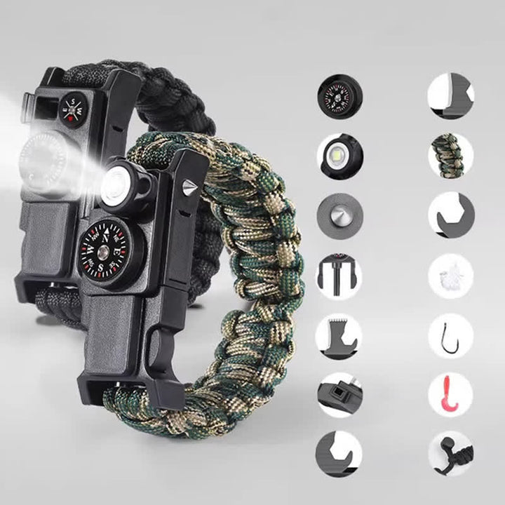 Bracelet de survie tactique 13 en 1 avec couteau caché et multi-outils