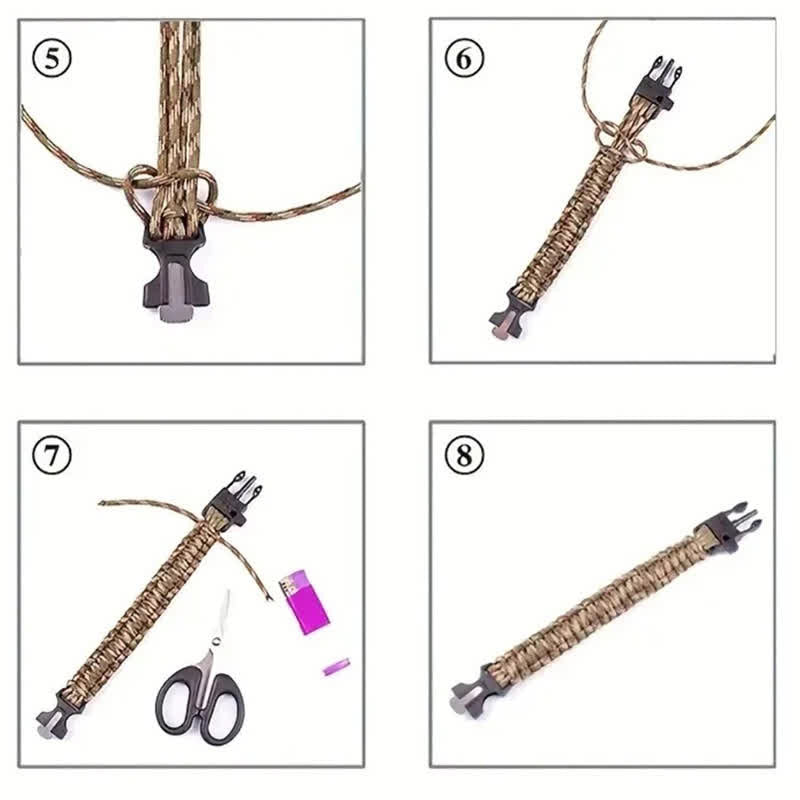 Kit de survie multifonction 5 en 1 avec boussole, sifflet et bracelet