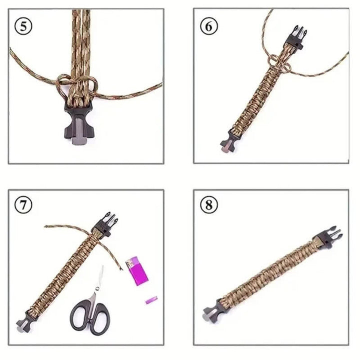 Kit de survie multifonction 5 en 1 avec boussole, sifflet et bracelet