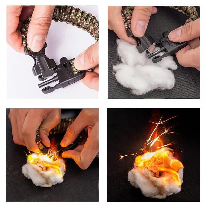Kit de survie multifonction 5 en 1 avec boussole, sifflet et bracelet