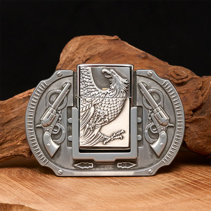 Ceinture en cuir pour homme avec briquet caché Silver Eagle Guns DIY - Aigle - Sans ceinture - Ceinture non incluse - image 0