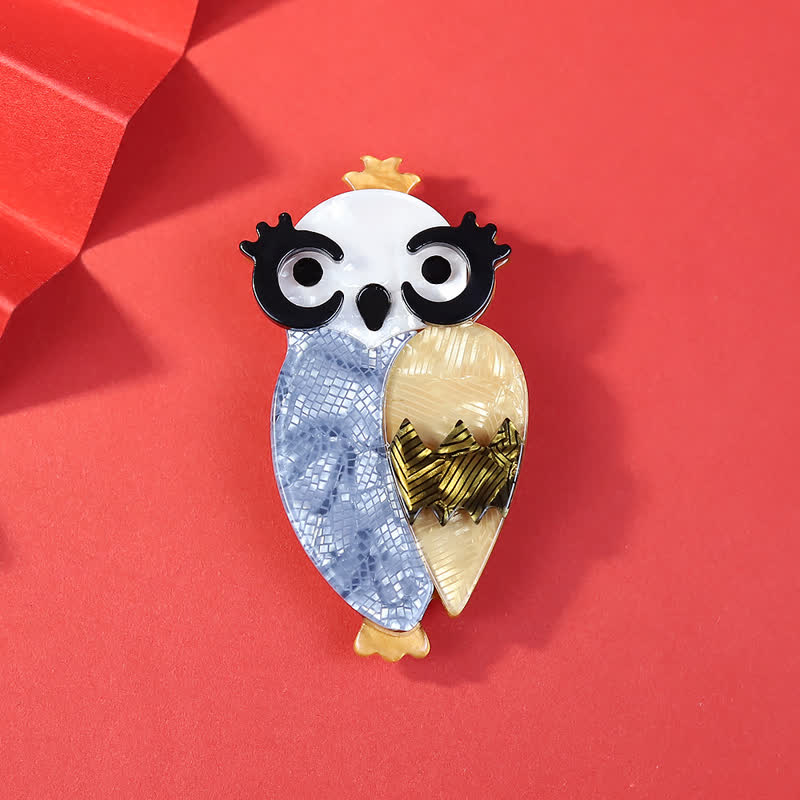 Broche en acrylique faite à la main en forme de hibou bleu mignon - Bleu ciel - image 1