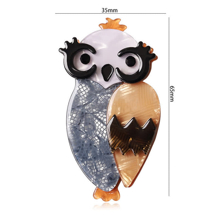 Broche en acrylique faite à la main en forme de hibou bleu mignon - image 5