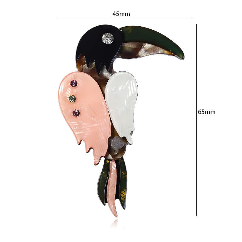 Broche en acrylique faite à la main en forme d'oiseau pic de dessin animé - image 6