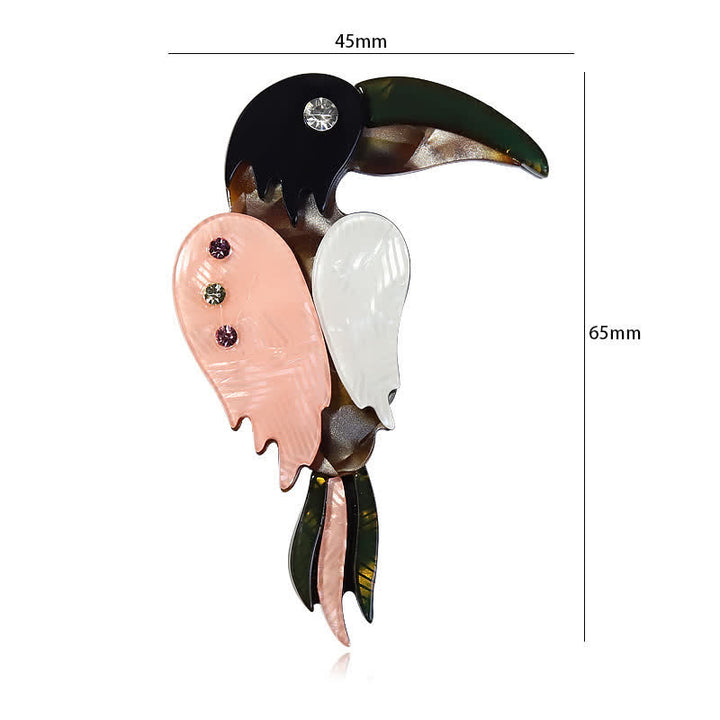 Broche en acrylique faite à la main en forme d'oiseau pic de dessin animé - image 6