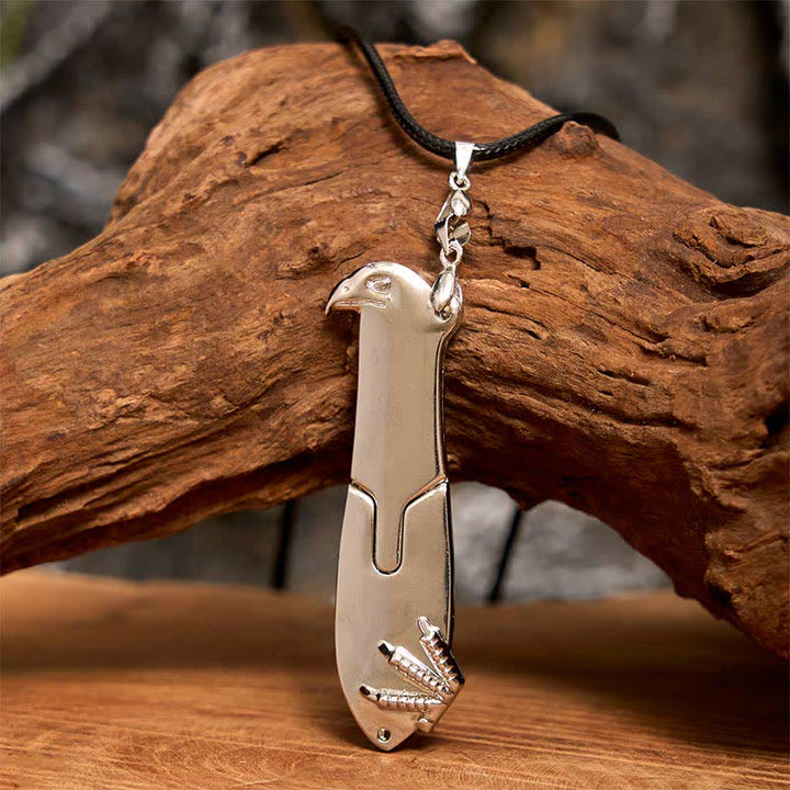 Collier pendentif multifonction avec couteau caché Liberal Hawk