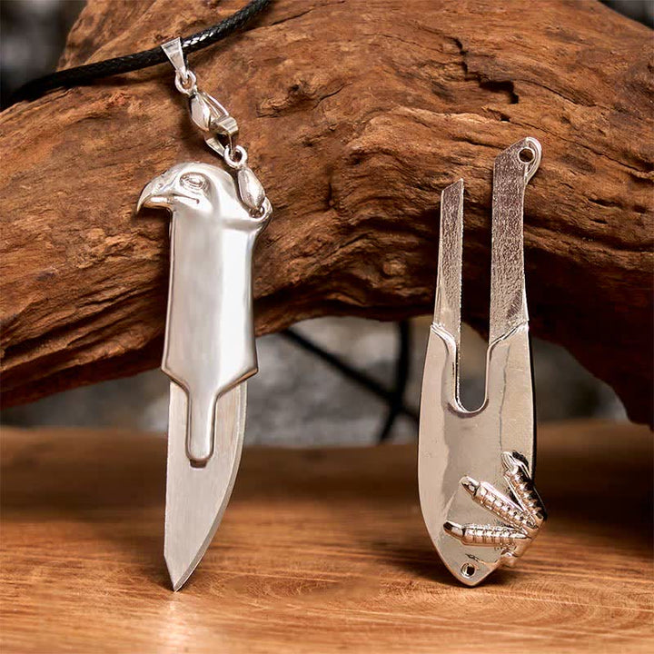 Collier pendentif multifonction avec couteau caché Liberal Hawk