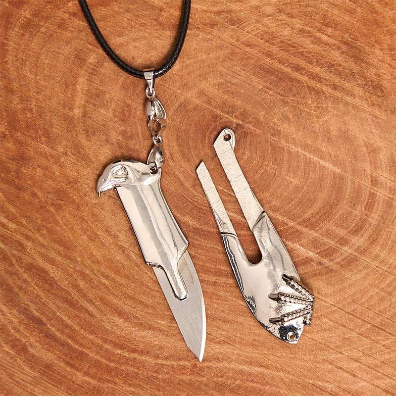 Collier pendentif multifonction avec couteau caché Liberal Hawk