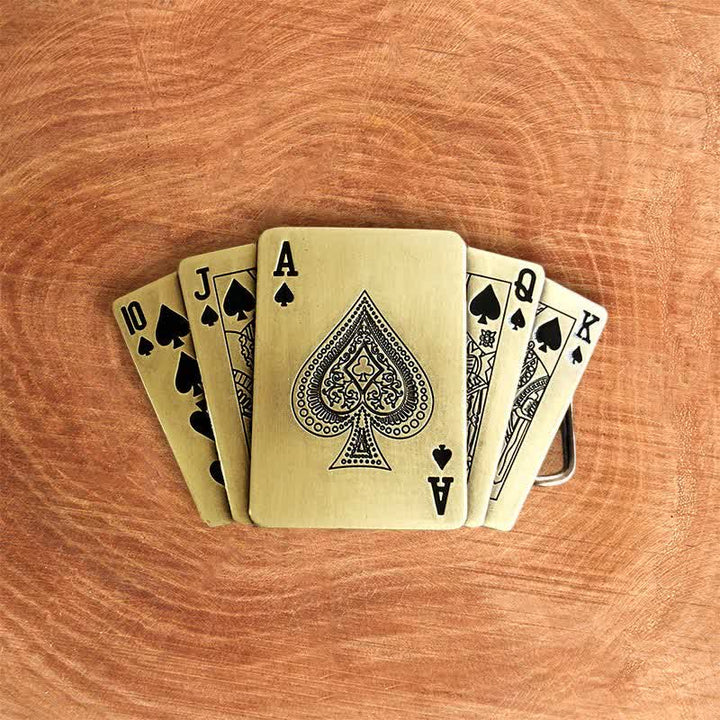 Ceinture en cuir pour homme avec briquet caché, style Royal Flush, en bronze - image 2