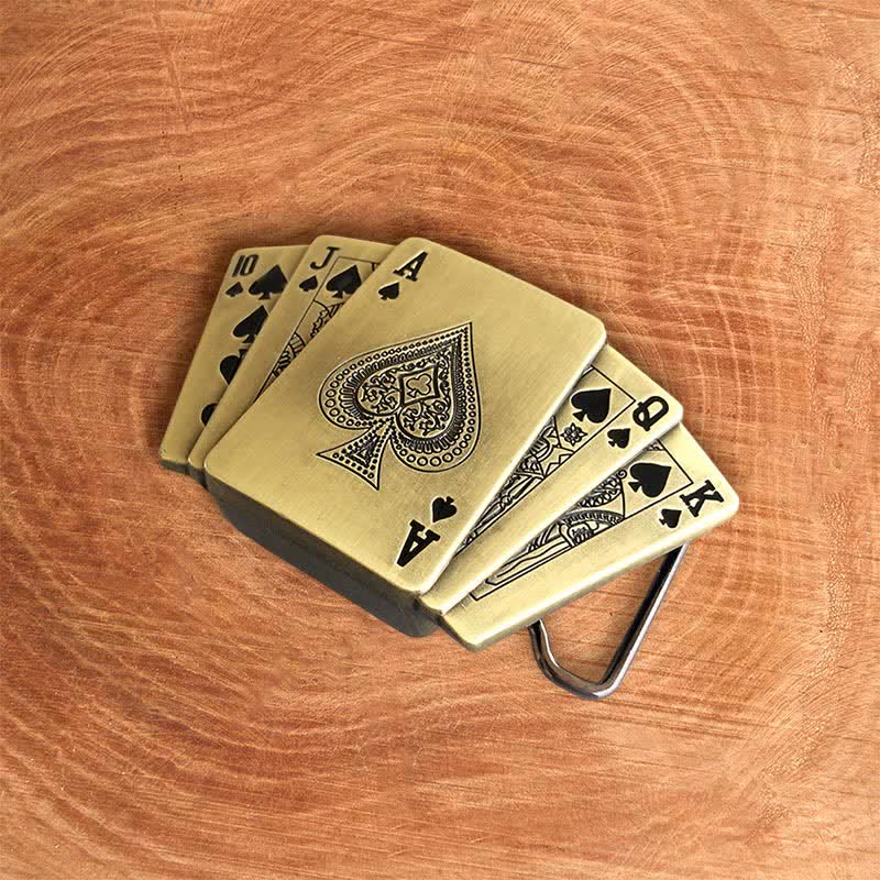 Ceinture en cuir pour homme avec briquet caché, style Royal Flush, en bronze