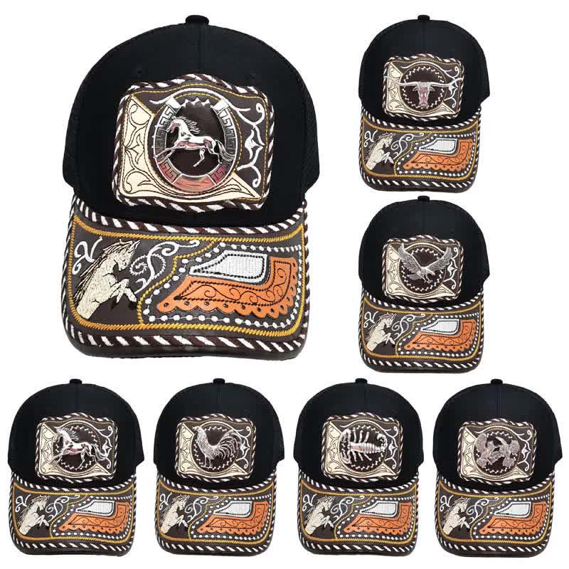 Casquette de camion mexicaine noire à motif 3D en métal, style ethnique occidental (prévente) - image 2