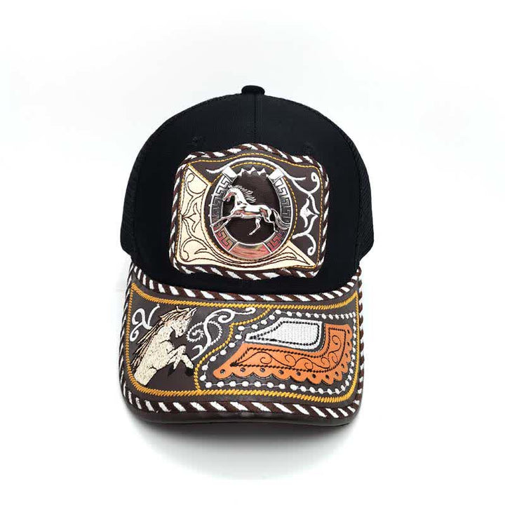 Casquette de camion mexicaine noire à motif 3D en métal, style ethnique occidental (prévente) - image 7