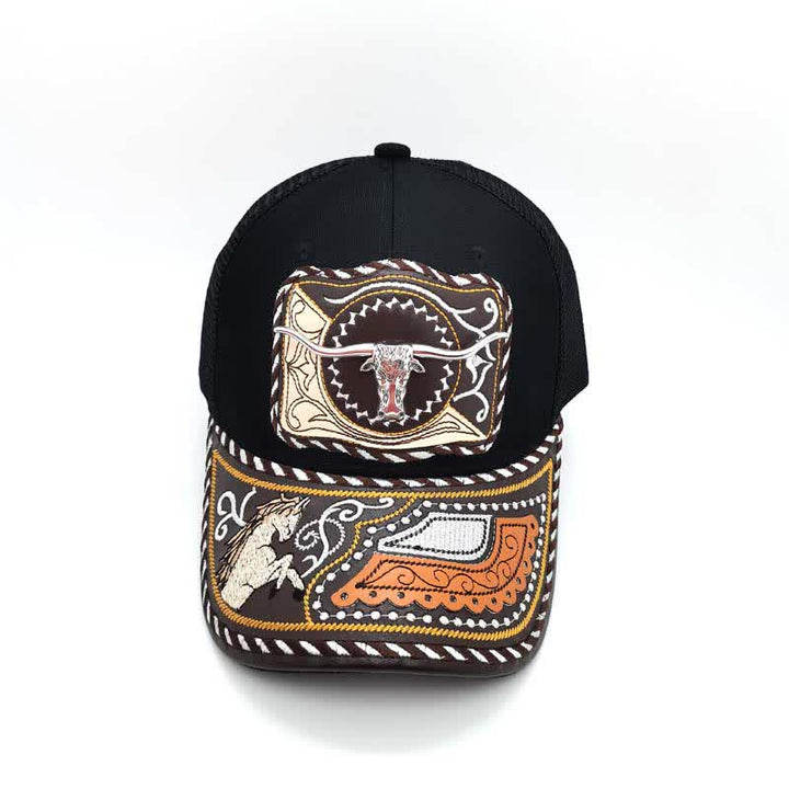 Casquette de camion mexicaine noire à motif 3D en métal, style ethnique occidental (prévente) - image 3