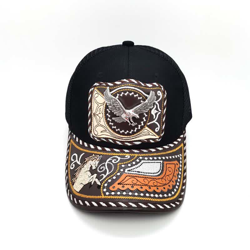 Casquette de camion mexicaine noire à motif 3D en métal, style ethnique occidental (prévente) - image 13