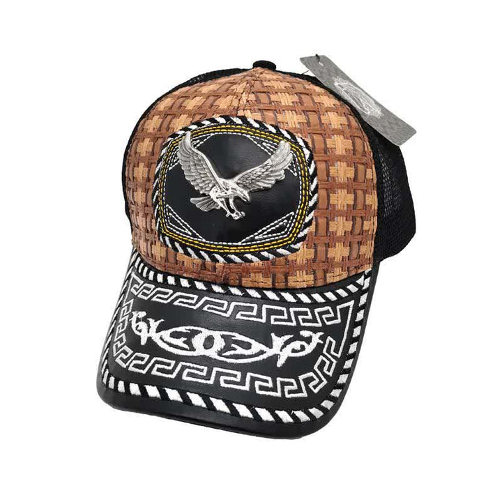 Casquette de camion en maille à motif ethnique mexicain en métal 3D marron (prévente) - Aigle - M (22"-22 7/8") - image 5