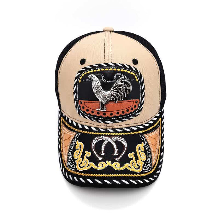 Casquette de camion en maille ethnique mexicaine beige avec broderie 3D en métal (prévente) - image 9