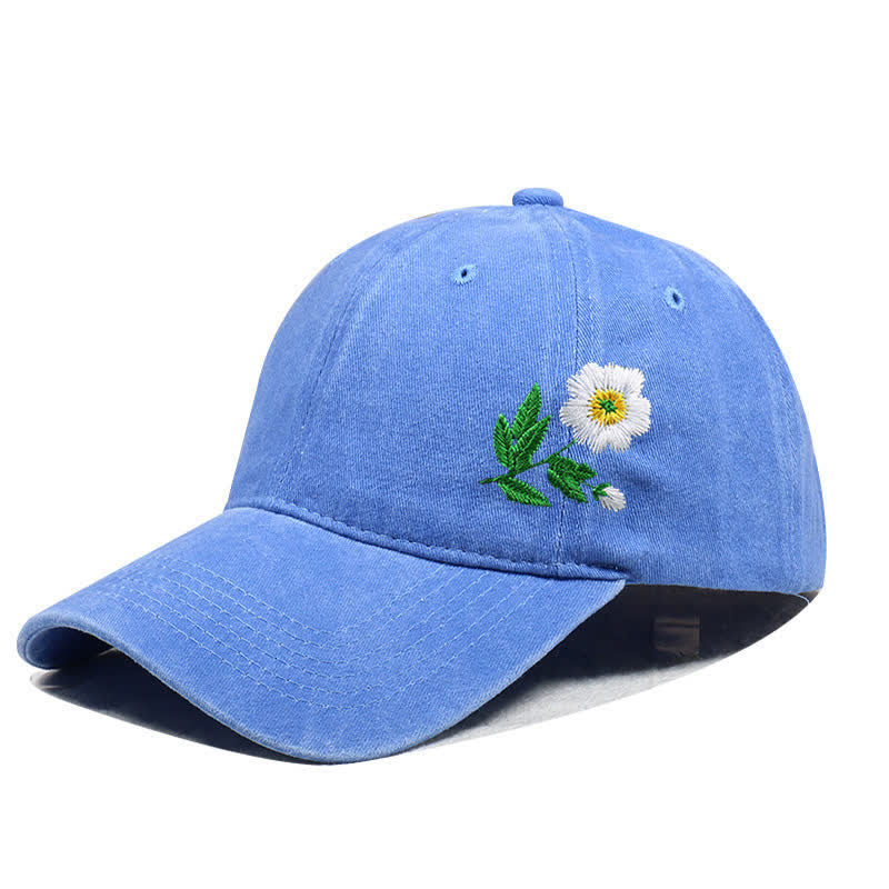 Casquette de baseball ajustable à motif floral brodé de marguerites pour l'été - Style n°1 - Bleu ciel - Réglable (environ 21 5/8"-22 7/8") - image 8