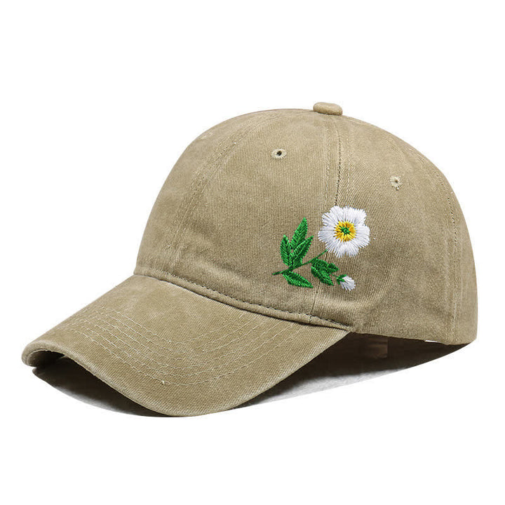 Casquette de baseball ajustable à motif floral brodé de marguerites pour l'été - Style n°1 - Kaki - Réglable (environ 21 5/8"-22 7/8") - image 10