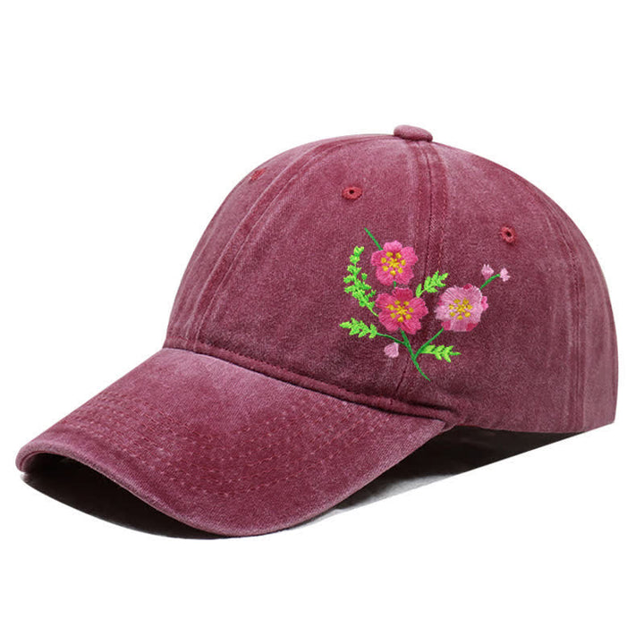 Casquette de baseball ajustable à motif floral brodé de marguerites pour l'été - Style #2 - Bourgogne - Réglable (environ 21 5/8"-22 7/8") - image 14