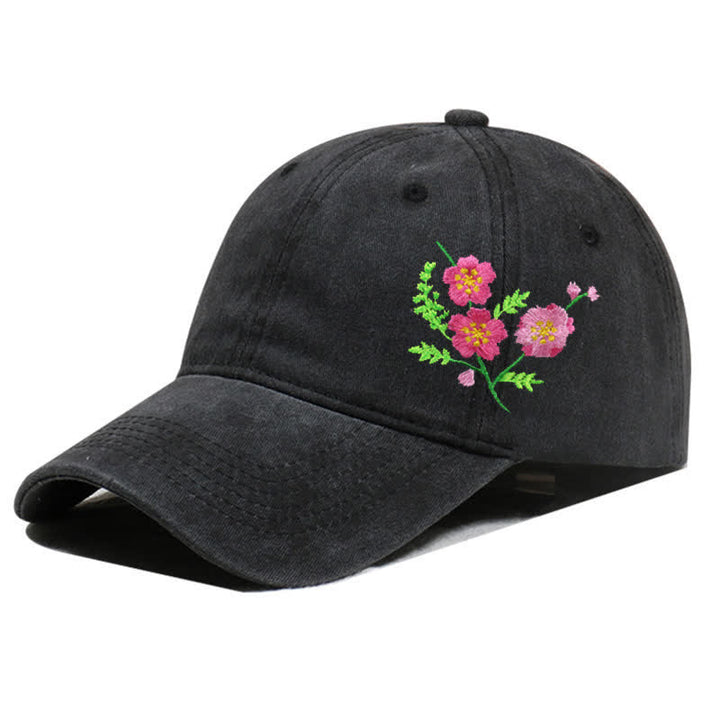 Casquette de baseball ajustable à motif floral brodé de marguerites pour l'été - Style #2 - Noir - Réglable (environ 21 5/8"-22 7/8") - image 12