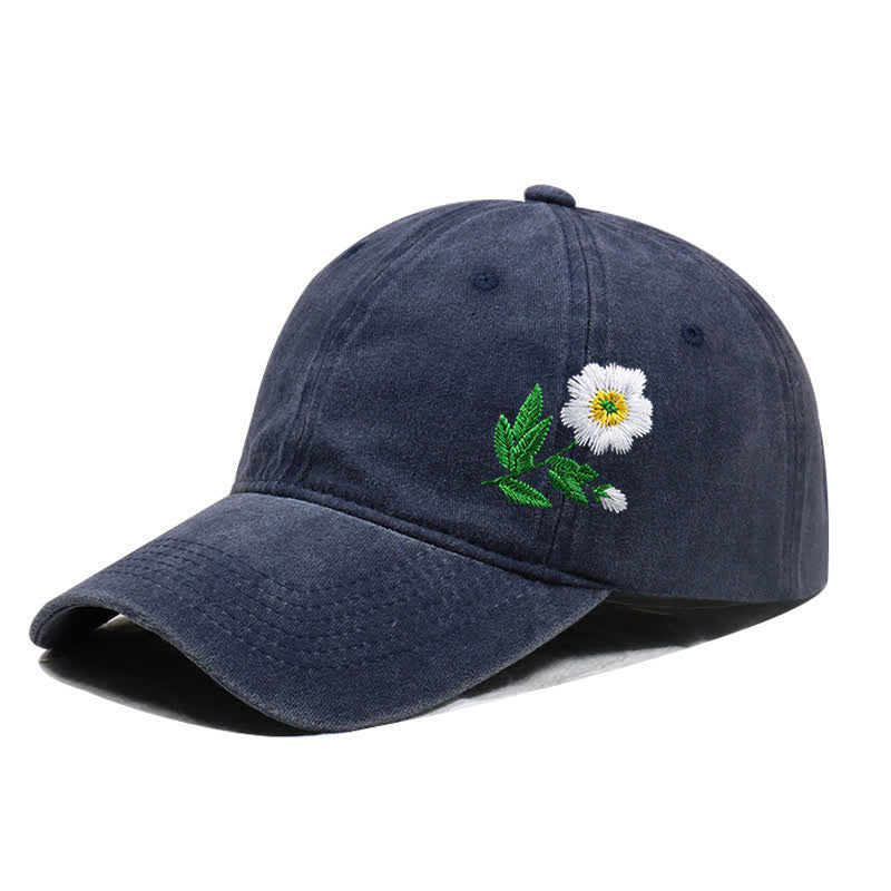 Casquette de baseball ajustable à motif floral brodé de marguerites pour l'été - Style n°1 - Marine - Réglable (environ 21 5/8"-22 7/8") - image 4