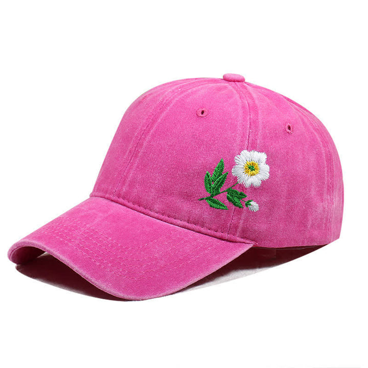 Casquette de baseball ajustable à motif floral brodé de marguerites pour l'été - Style n°1 - Rose vif - Réglable (environ 21 5/8"-22 7/8") - image 11