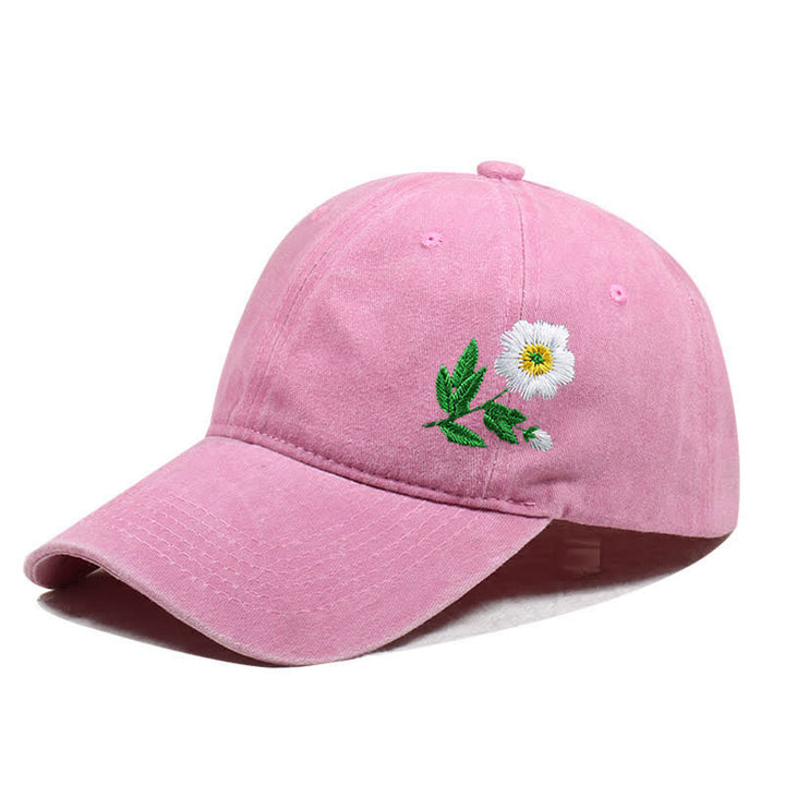 Casquette de baseball ajustable à motif floral brodé de marguerites pour l'été - Style n°1 - Rose - Réglable (environ 21 5/8"-22 7/8") - image 7