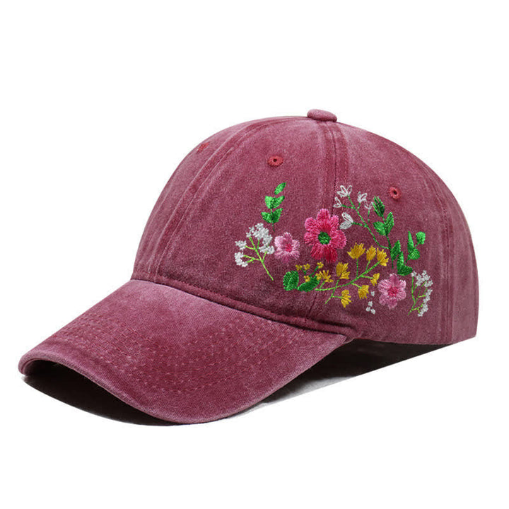 Casquette de baseball ajustable à motif floral brodé de marguerites pour l'été - Style #3 - Bourgogne - Réglable (environ 21 5/8"-22 7/8") - image 18