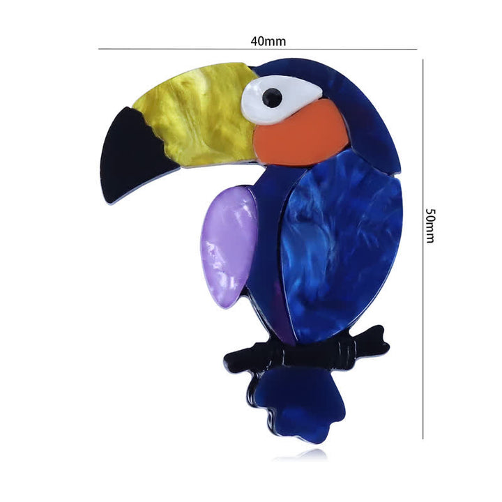 Broche en acrylique faite à la main, motif oiseau à gros bec - image 6