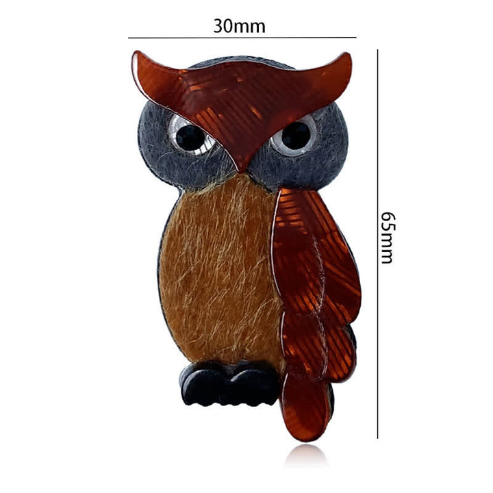 Broche en acrylique faite à la main représentant un hibou nocturne marron - image 5