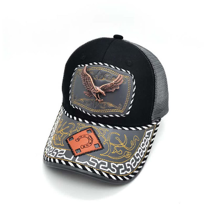 Casquette de camion en maille grise, motif ethnique mexicain, couleur cuivre, décoration métallique 3D (prévente) - Aigle - M (22"-22 7/8") - image 7