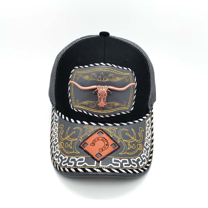 Casquette de camion en maille grise, motif ethnique mexicain, couleur cuivre, décoration métallique 3D (prévente) - image 6