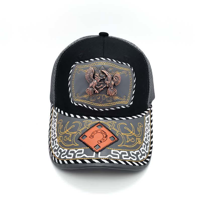 Casquette de camion en maille grise, motif ethnique mexicain, couleur cuivre, décoration métallique 3D (prévente) - image 12