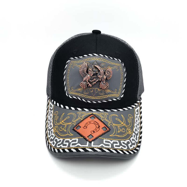 Casquette de camion en maille grise, motif ethnique mexicain, couleur cuivre, décoration métallique 3D (prévente) - image 12
