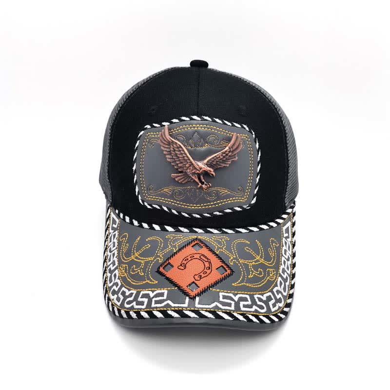 Casquette de camion en maille grise, motif ethnique mexicain, couleur cuivre, décoration métallique 3D (prévente) - image 8